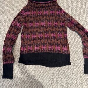 Veronica Beard Pink and Brown Cowl Neck Sweater
